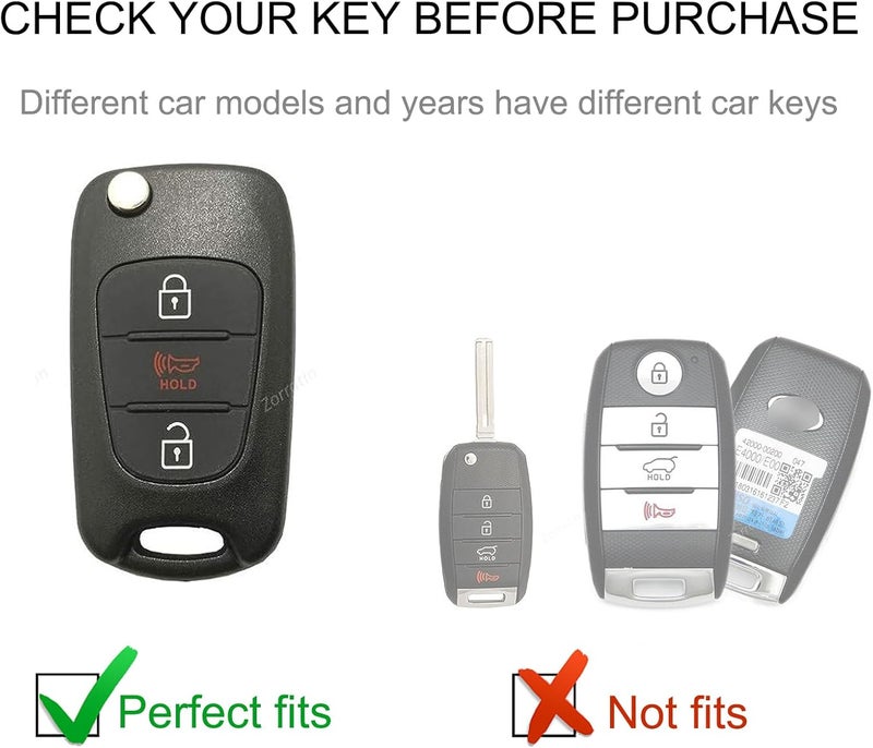 CACARLIKE for Kia/Hyundai Key Fob Cover with Leather Lanyard, Car Key Fob Case Compatible with 2010-2013 Soul 2012-2014 Rio Sportage Smart Key Protector Holder - Image 2